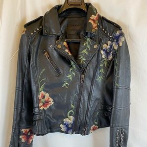 BLANK NYC Embroidered Floral Moto Jacket